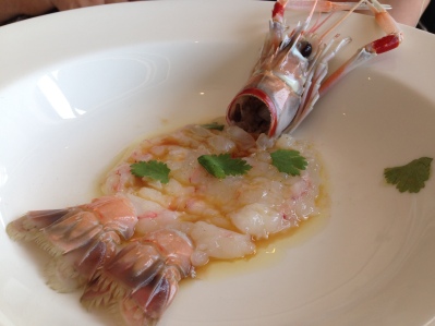 Raw scampi with citrus and coriander