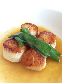 Pan seared scallops with spring onions - The Fish House, Burleigh Heads, QLD