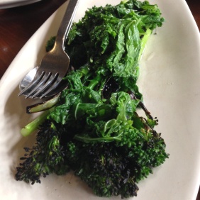 Coal-grilled broccolini and kale, green onions, shallot oil and lemon