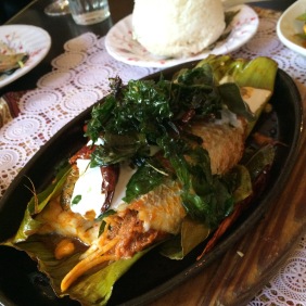 Banana Leaf Barramundi Fillets, Red Curry, Young Coconut and Basil